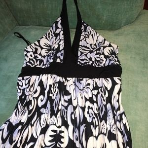 Enfocus black, blue, and white halter dress